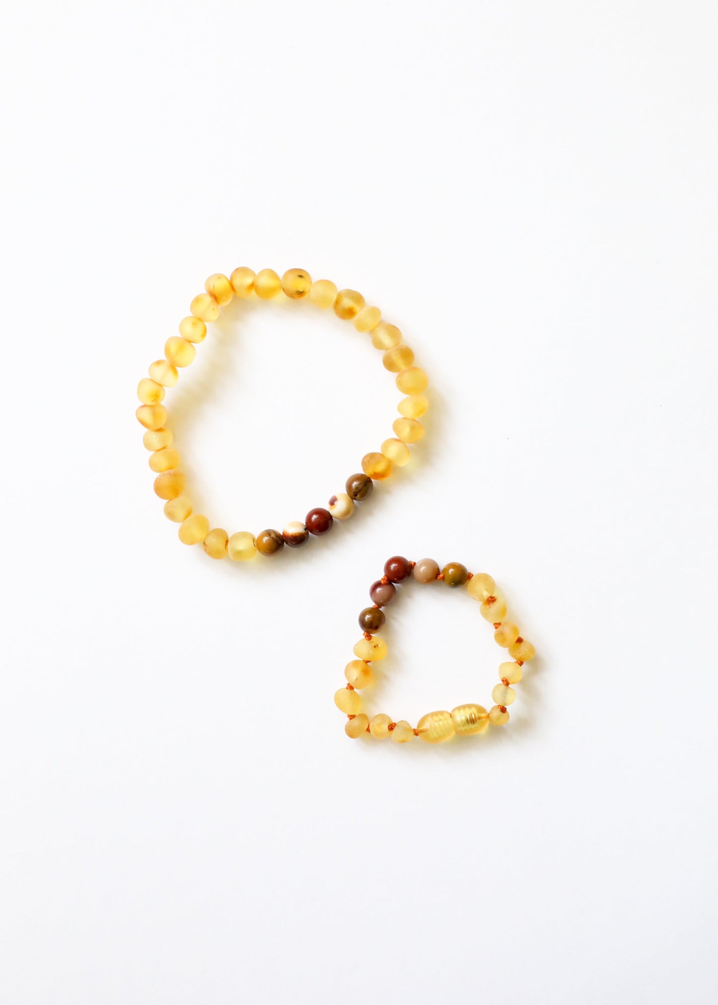 Miel brut Ambre de la Baltique + Jaspe Mookaïte || Bracelet de cheville ou de poignet