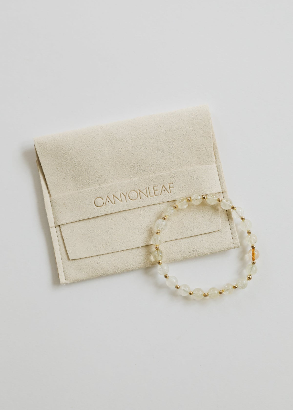 Bracelet extensible perlé en citrine et or rempli 14 carats