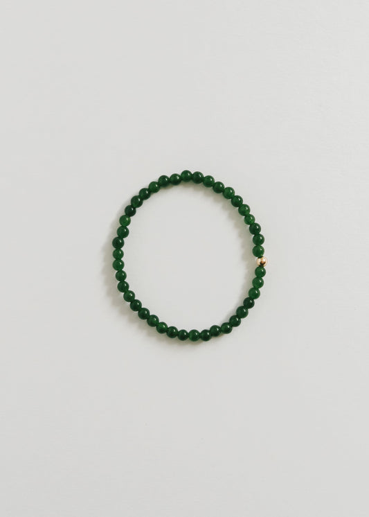Zartes grünes Jade + 14K Gold Filled || Perlen-Stretcharmband