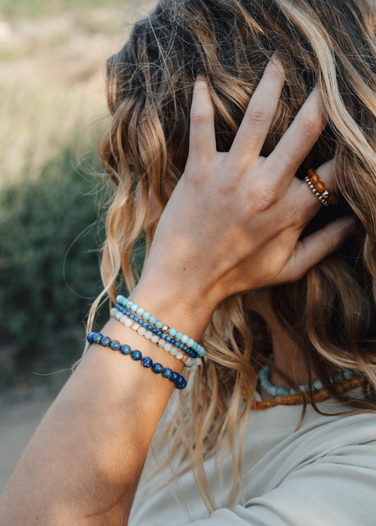 Reiner Edelstein + Lapislazuli || Fußkettchen oder Armband