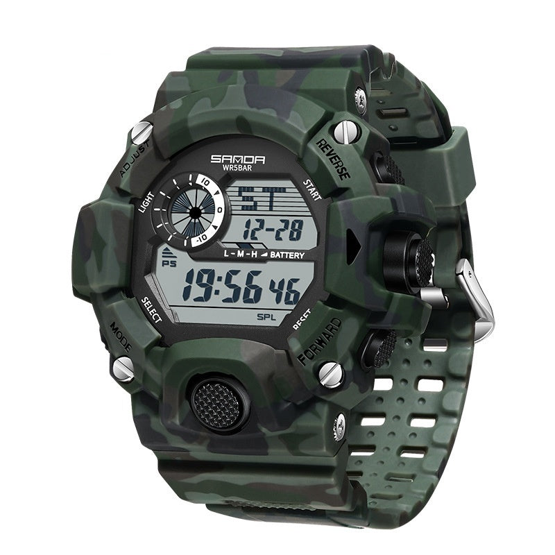 Shock Military Army Mens Watch In Camouflage  Style With LED Digital Back Light With Luminous  Effect