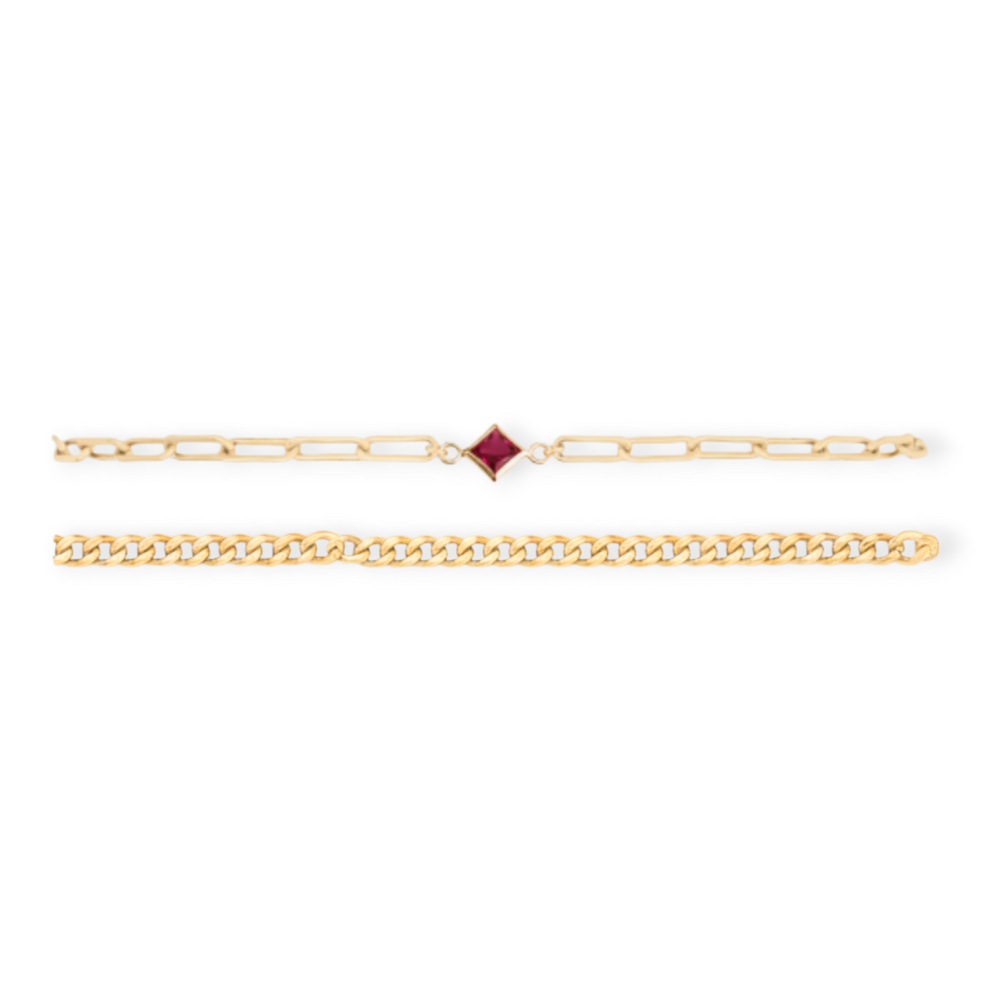 Birthstone + Gabi Curb Bracelet Stack