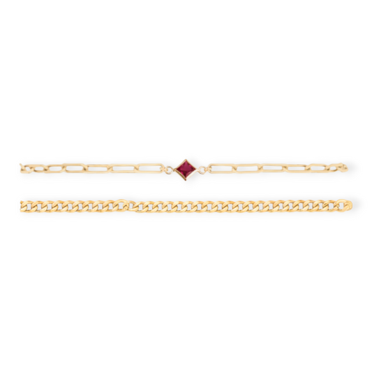 Birthstone + Gabi Curb Bracelet Stack