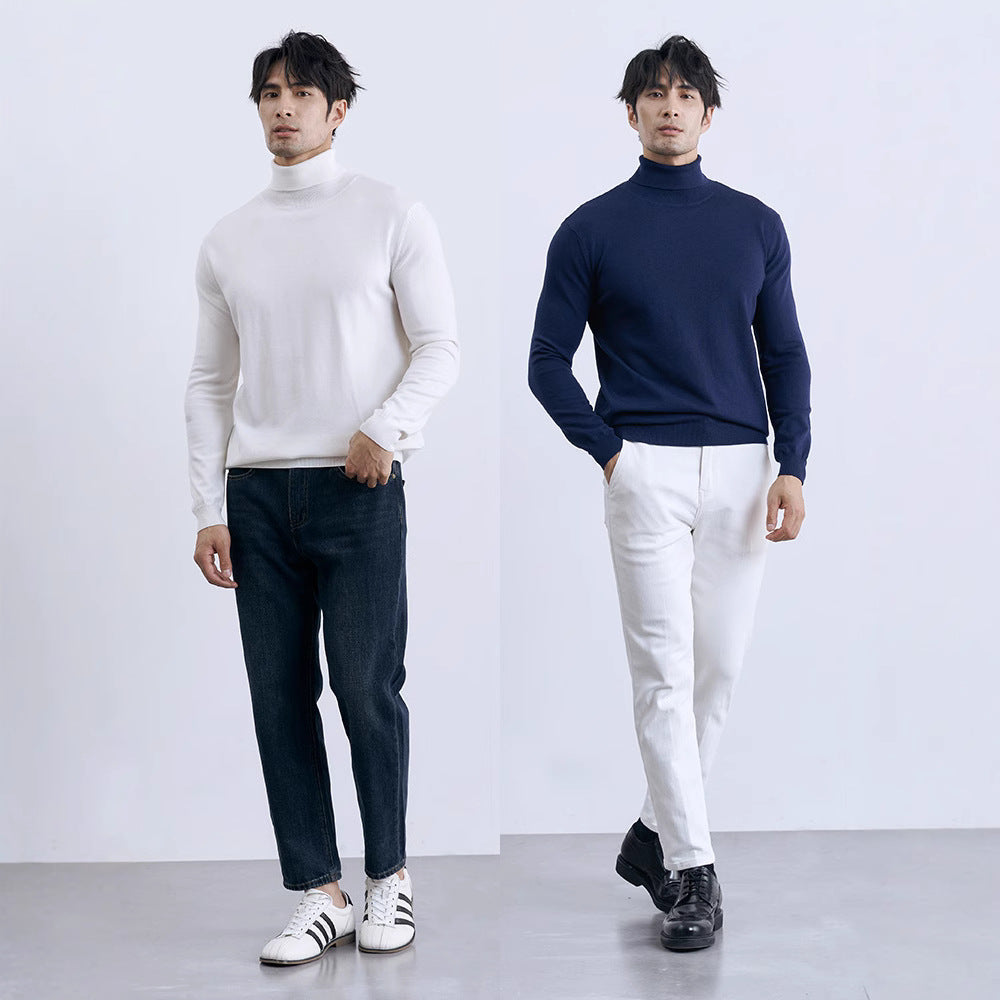 Turn-down Turtleneck Core-spun Knit Sweater For Men Rugged Style