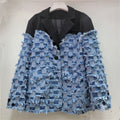 Stylish Tassel Denim Patchwork Blazer For Women