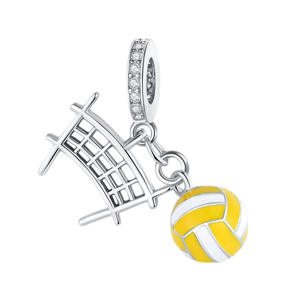 Sports-themed Volleyball And Basketball DIY Silver-plated Pendants