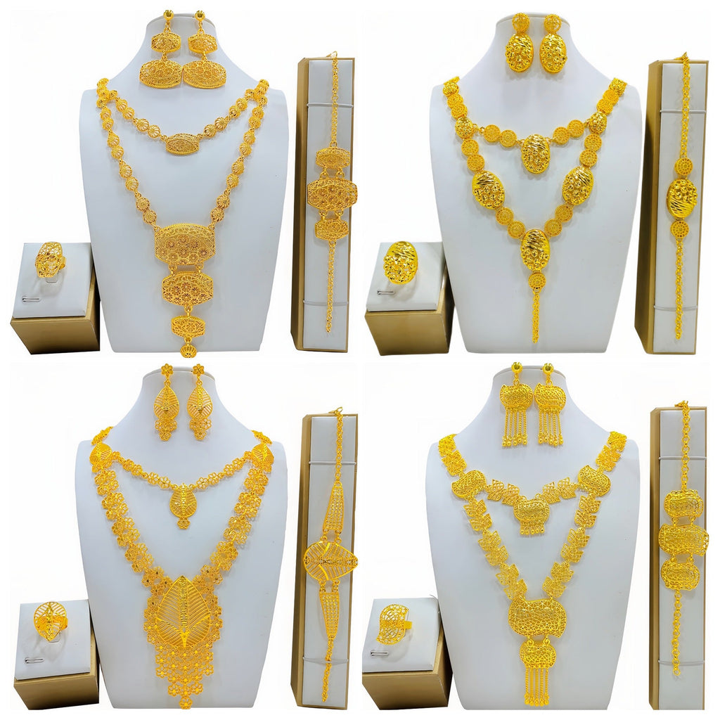 Fashion Women's Necklace Earring Ring Bracelet Suit
