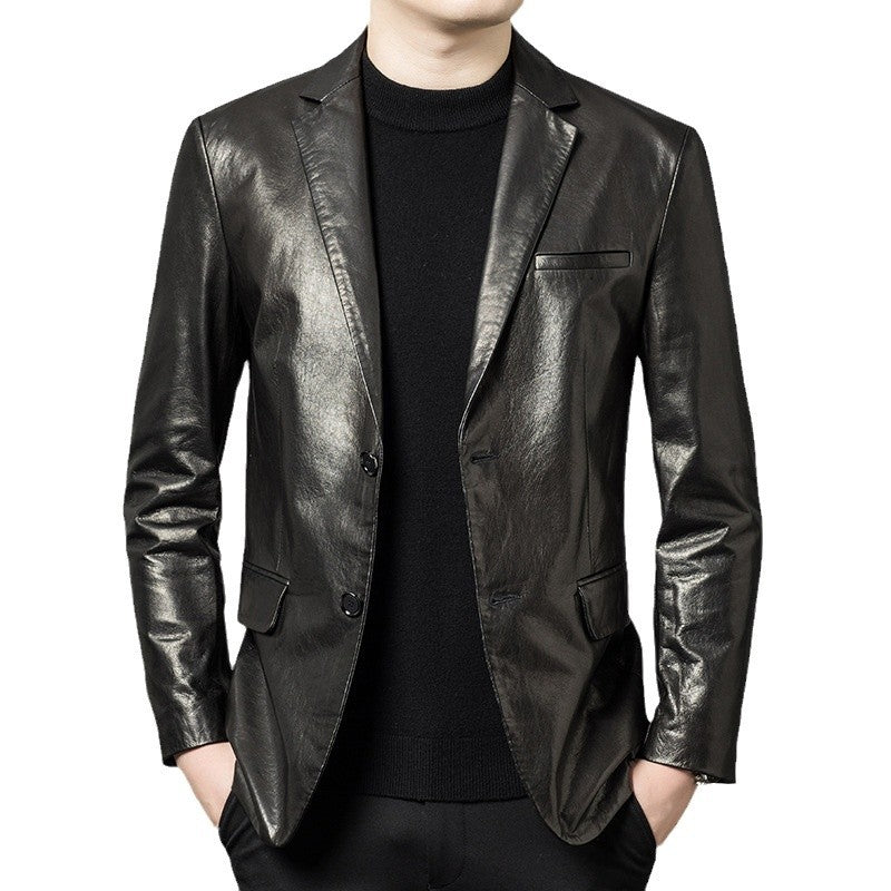 High-end Oil-Waxed Sheepskin Fashionable Casual Blazer
