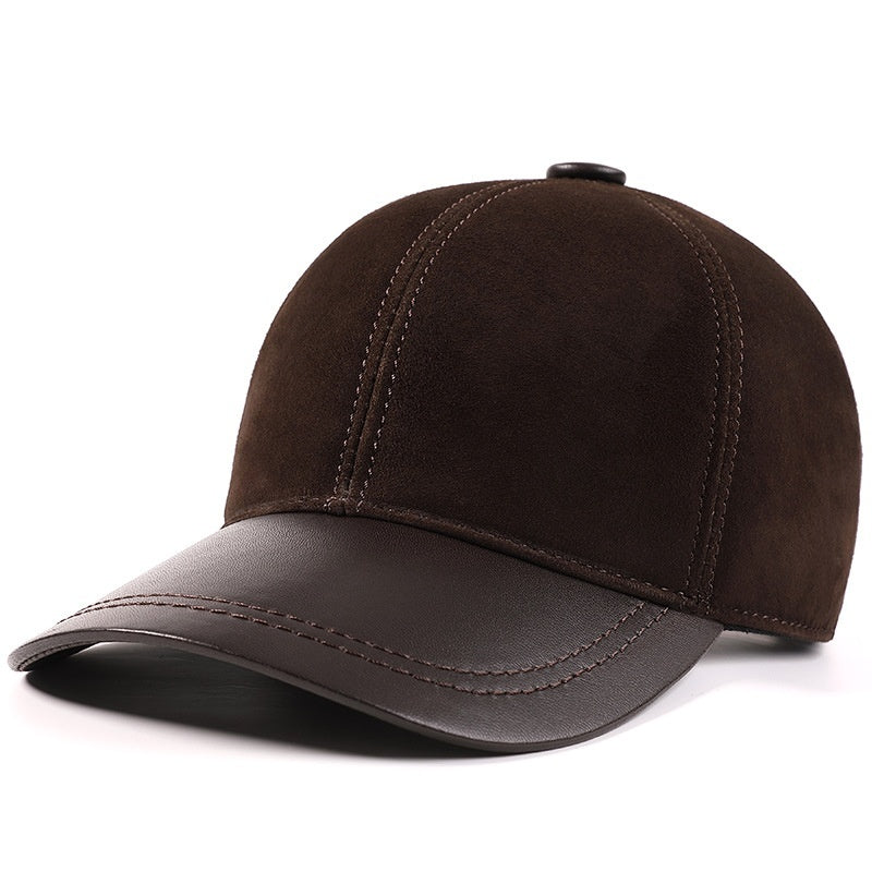 Men's Sheepskin Suede Baseball Cap For Middle-Aged And Elderly