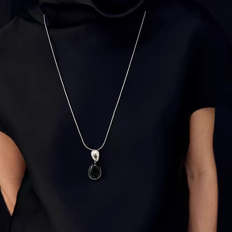 New Chinese Style Accessories Irregular Stitching Black Onyx Necklace Women
