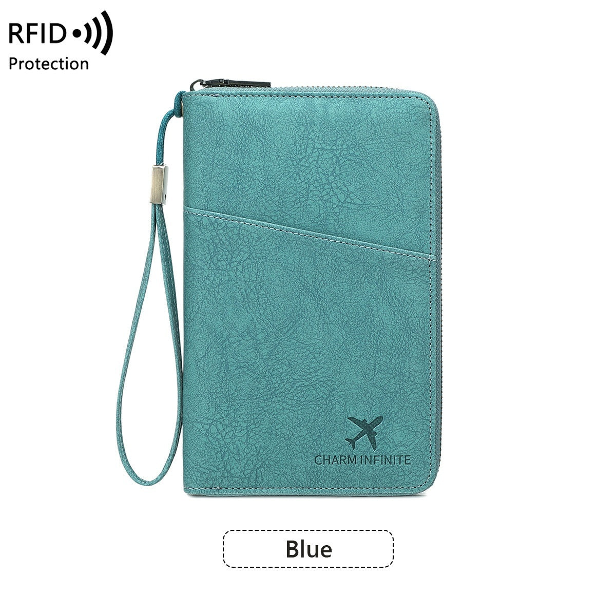 Cross-border RFID-blocking Passport Holder Long-style Zippered Passport Case Multi-functional Travel Document And Ticket Organizer
