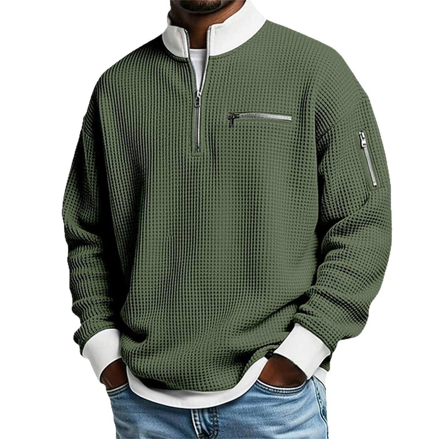 Mens Sports Zip-Up Long-Sleeve Sweatshirt