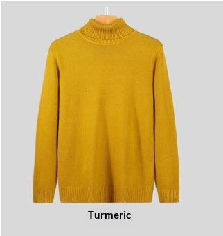 Mens Loose-fitting Warm Turtleneck Knit Sweater