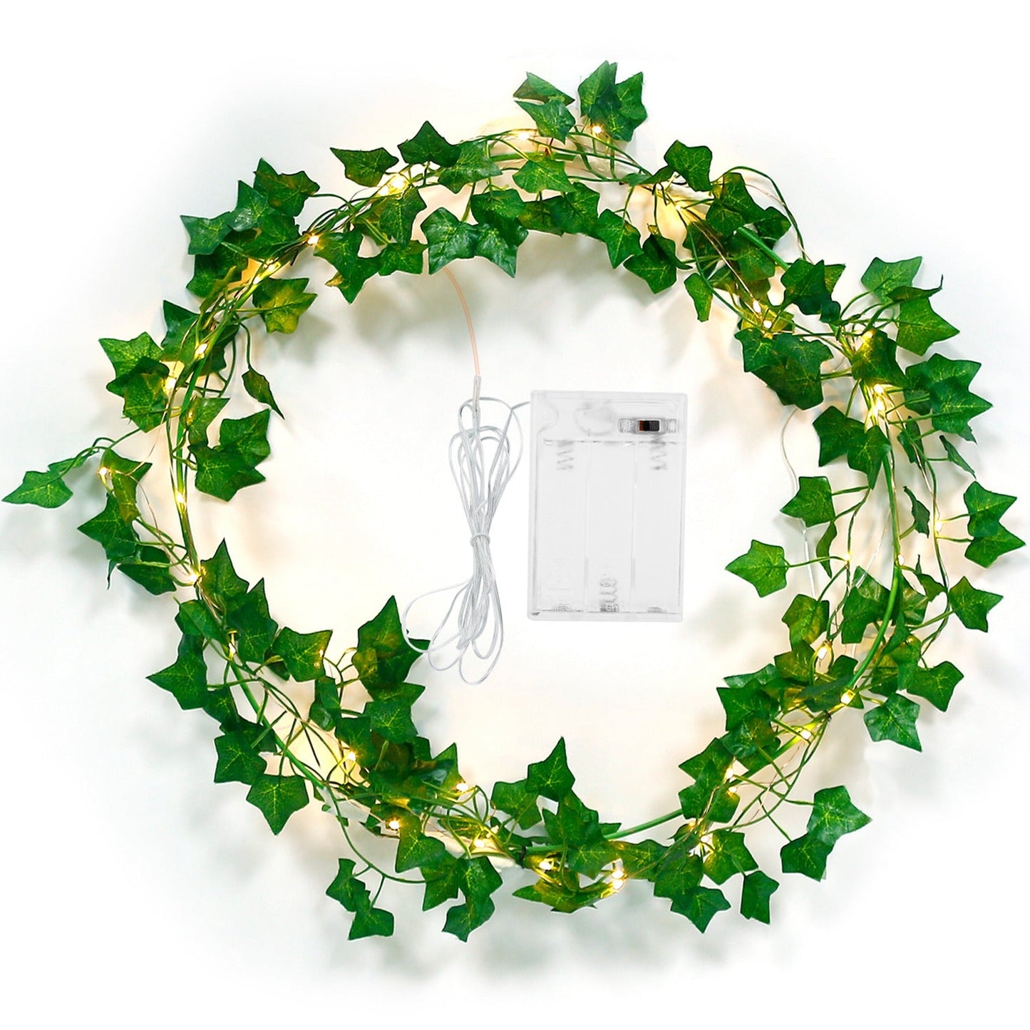 Guirlande lumineuse LED lierre artificiel à piles, 360 feuilles, 100 perles LED, lampes féeriques fausses feuilles, veilleuse décorative DIY pour mariage, cuisine, mur
