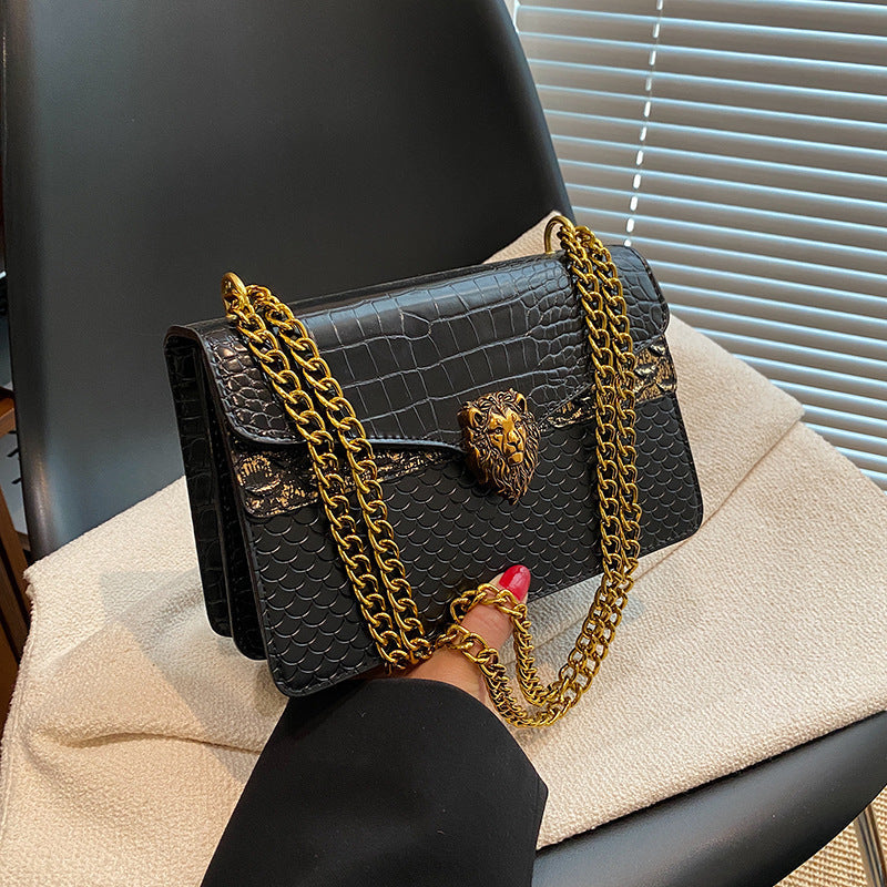 Retro Underarm Bag With Chain And Crocodile Pattern