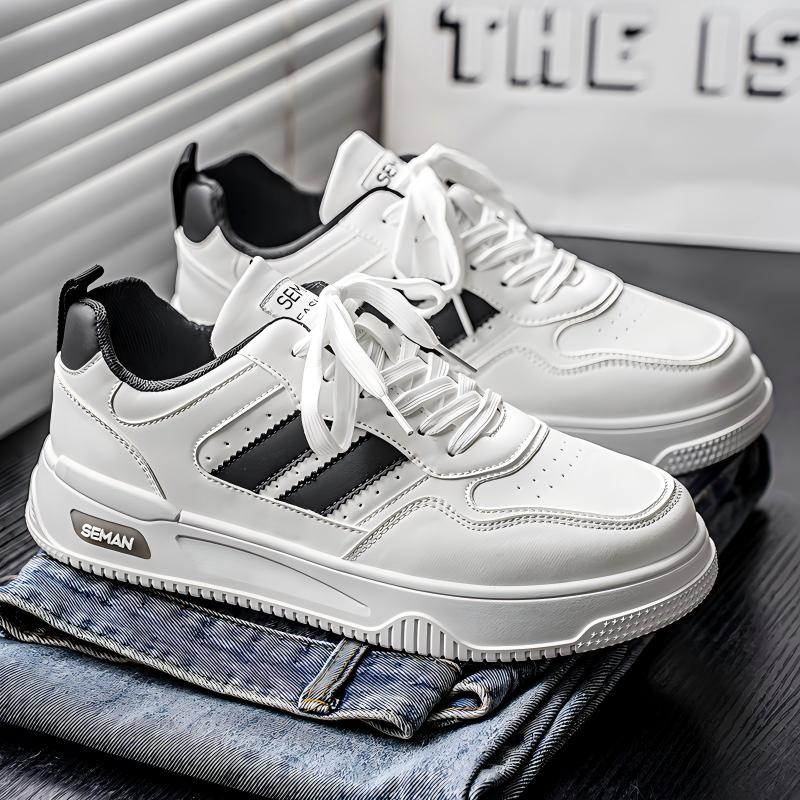 New Breathable White Platform Sneakers, Versatile Trendy Casual White Shoes For Students