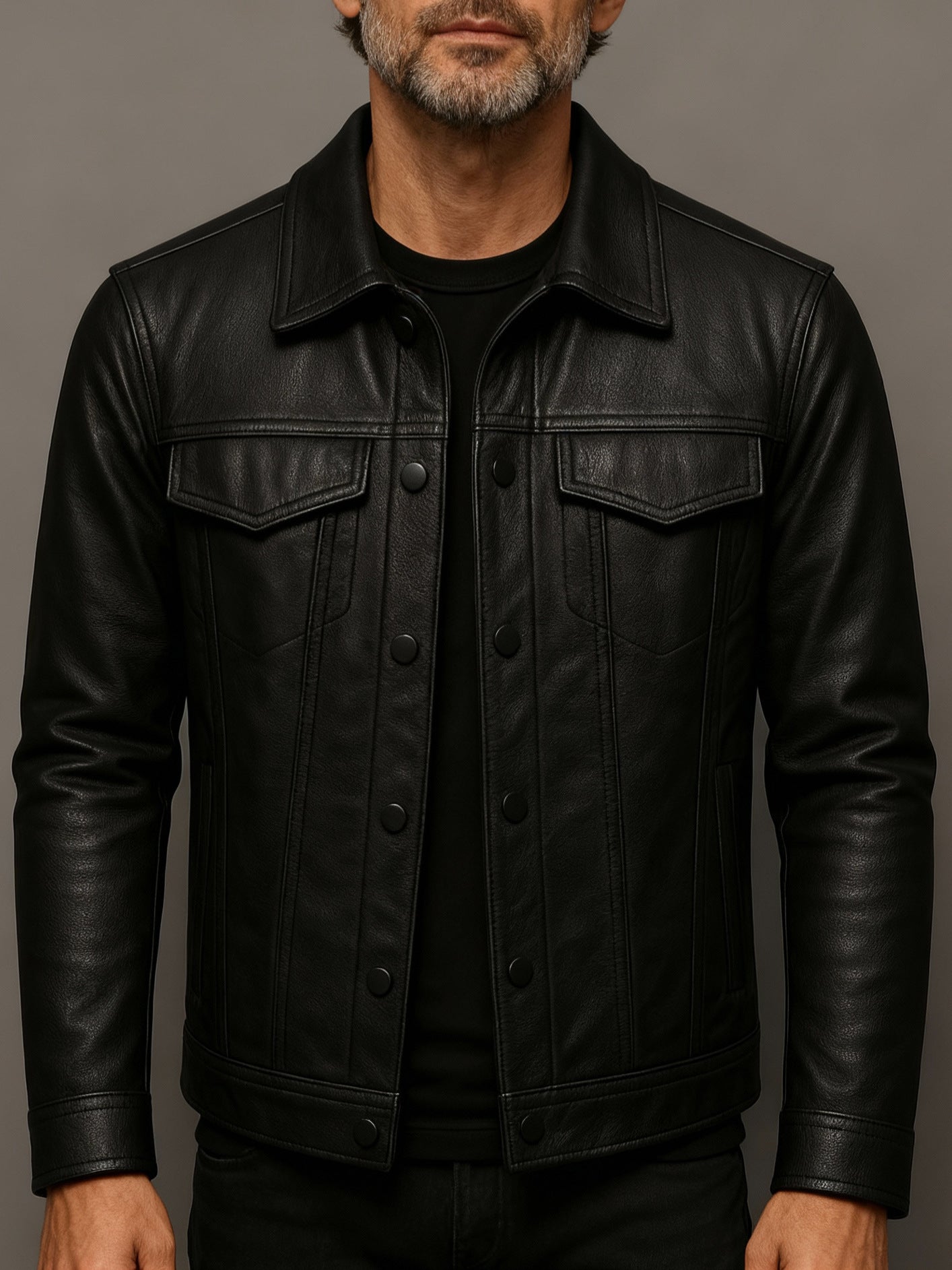 Mens Slim-fit Pilot Jacket With A Lapel Collar