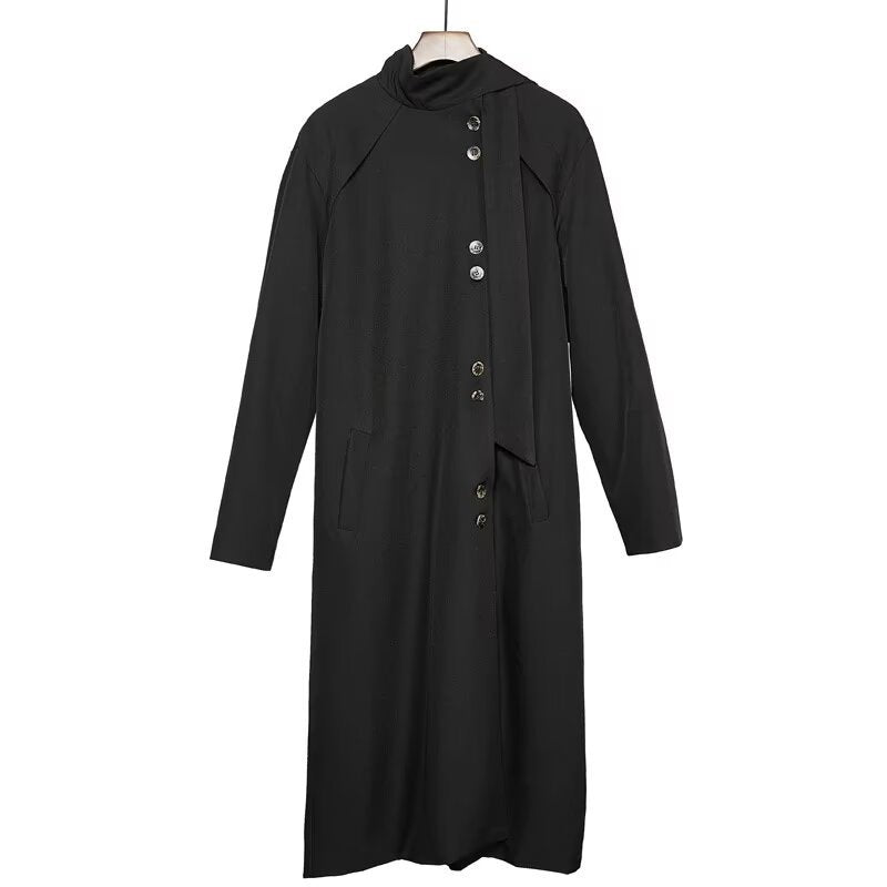 Irregular Japanese-style Long Trench Coat For Men
