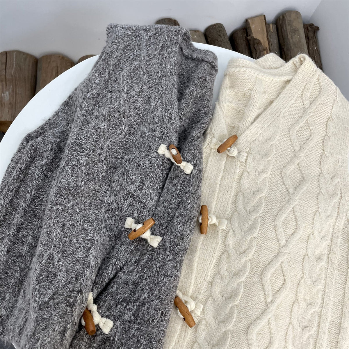 Retro Horn Button V-neck Sweater Vest