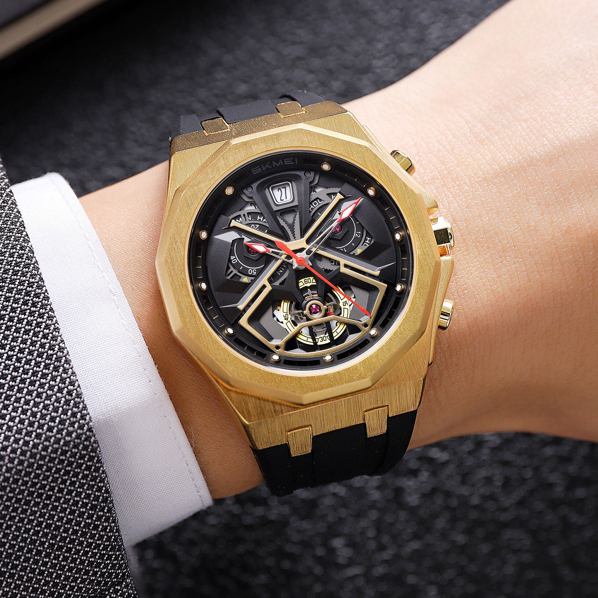Mens Hollow-out Waterproof Multi-function Watch