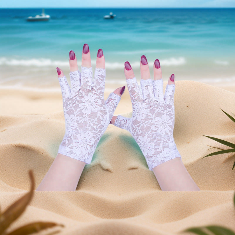 Half Finger Lace Sun Protection Gloves For Women Summer