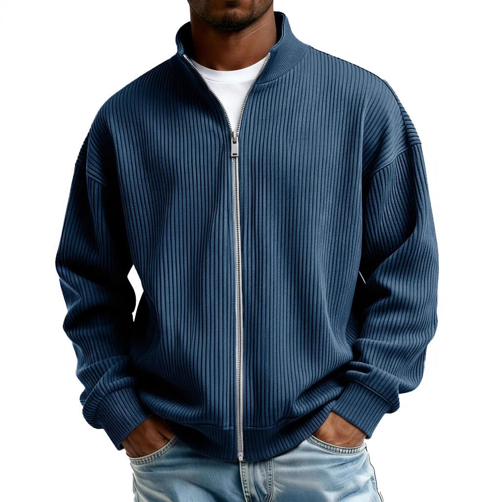 Mens Full-Zip Mock-Neck Sweater New FallWinter Style