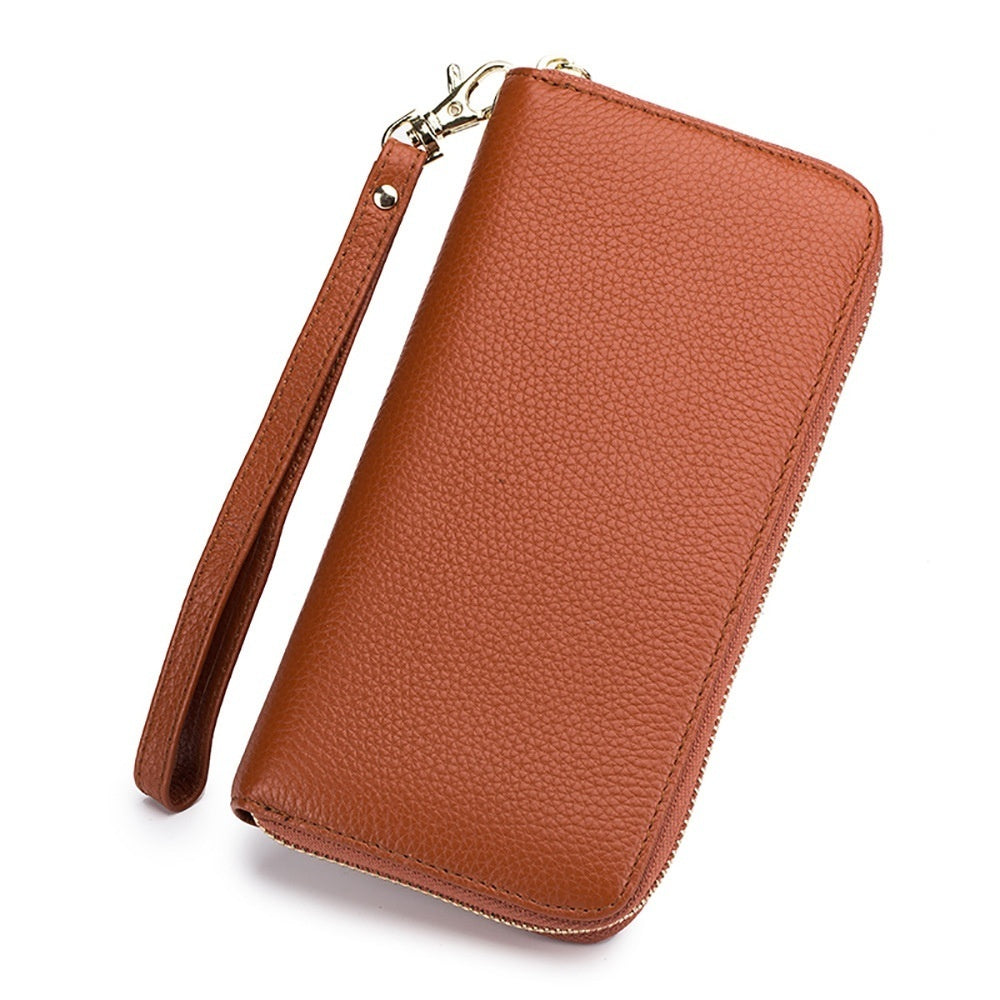 Tassel Top-grain Leather Zippered Womens Wallet