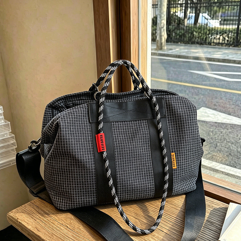 Grid Pattern Large Capacity Tote Bag