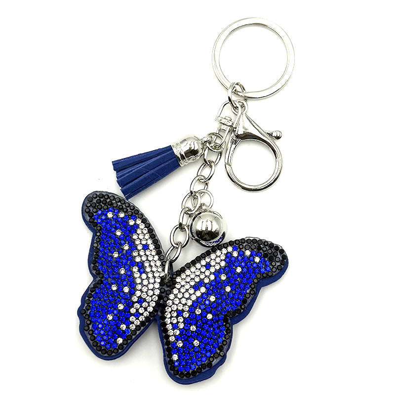 Diamond-Encrusted Butterfly Keychain Fashionable Tassel Bag Charm