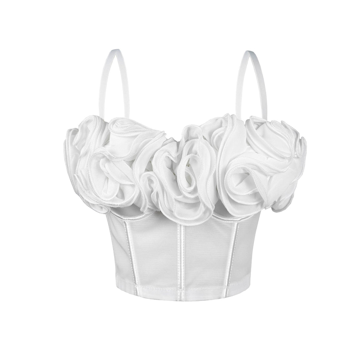 New Three-Dimensional Flower Fishbone Bra Pure Desire Tube Top Mesh Breathable Inner Fishbone Top Sexy Suspender Belt