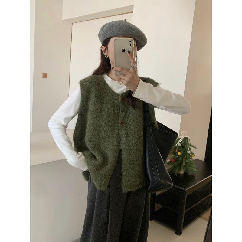 Minimalist Versatile Soft And Cozy Lazy-styled Sweater Vest Loose-fitting Layered Knit Vest