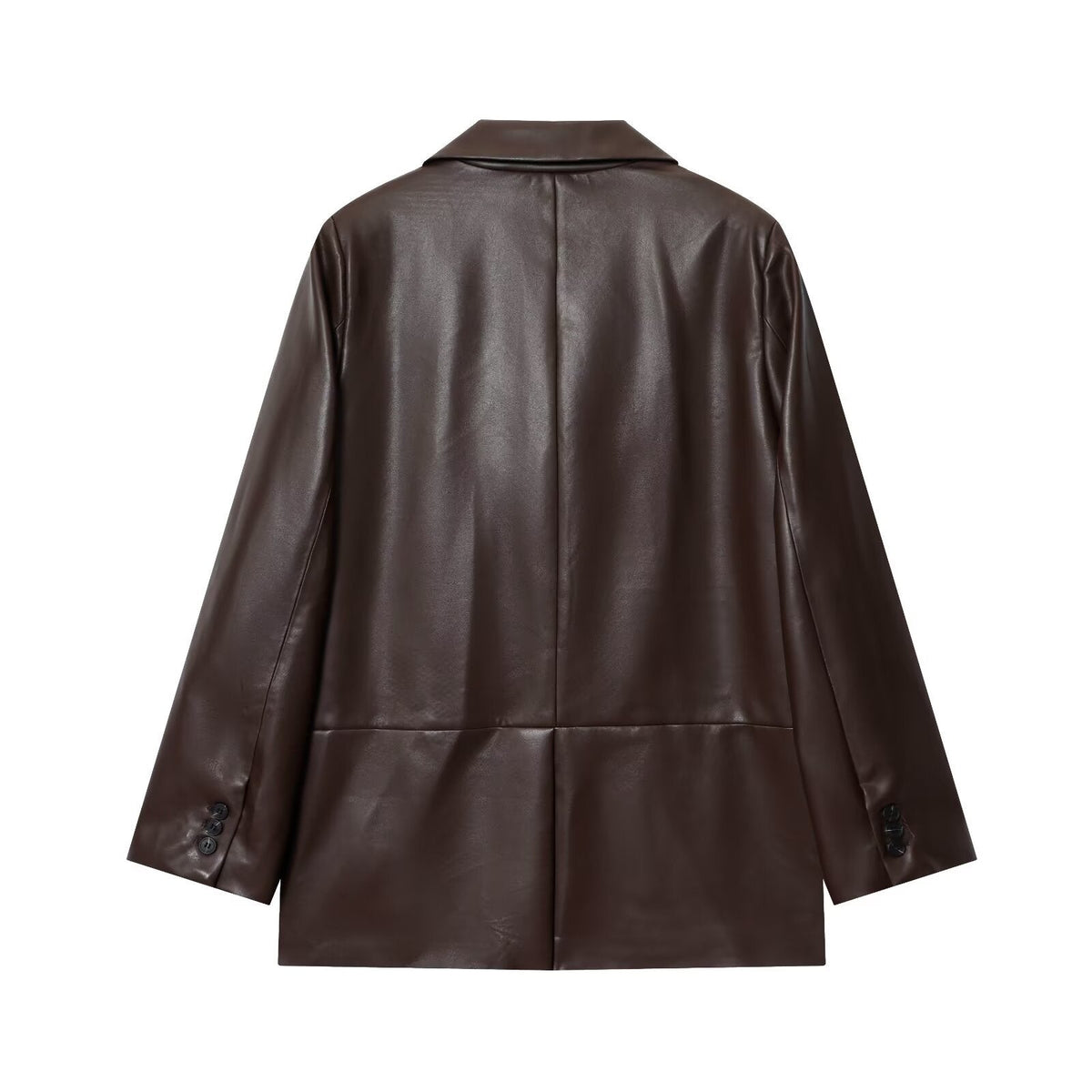 Simple Straight Leather Effect Blazer For Women