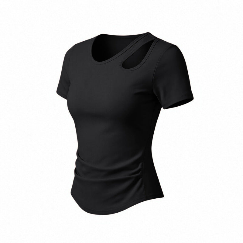 Womens Short-sleeve Workout Top Cropped Style Waist-cinching And Slimming
