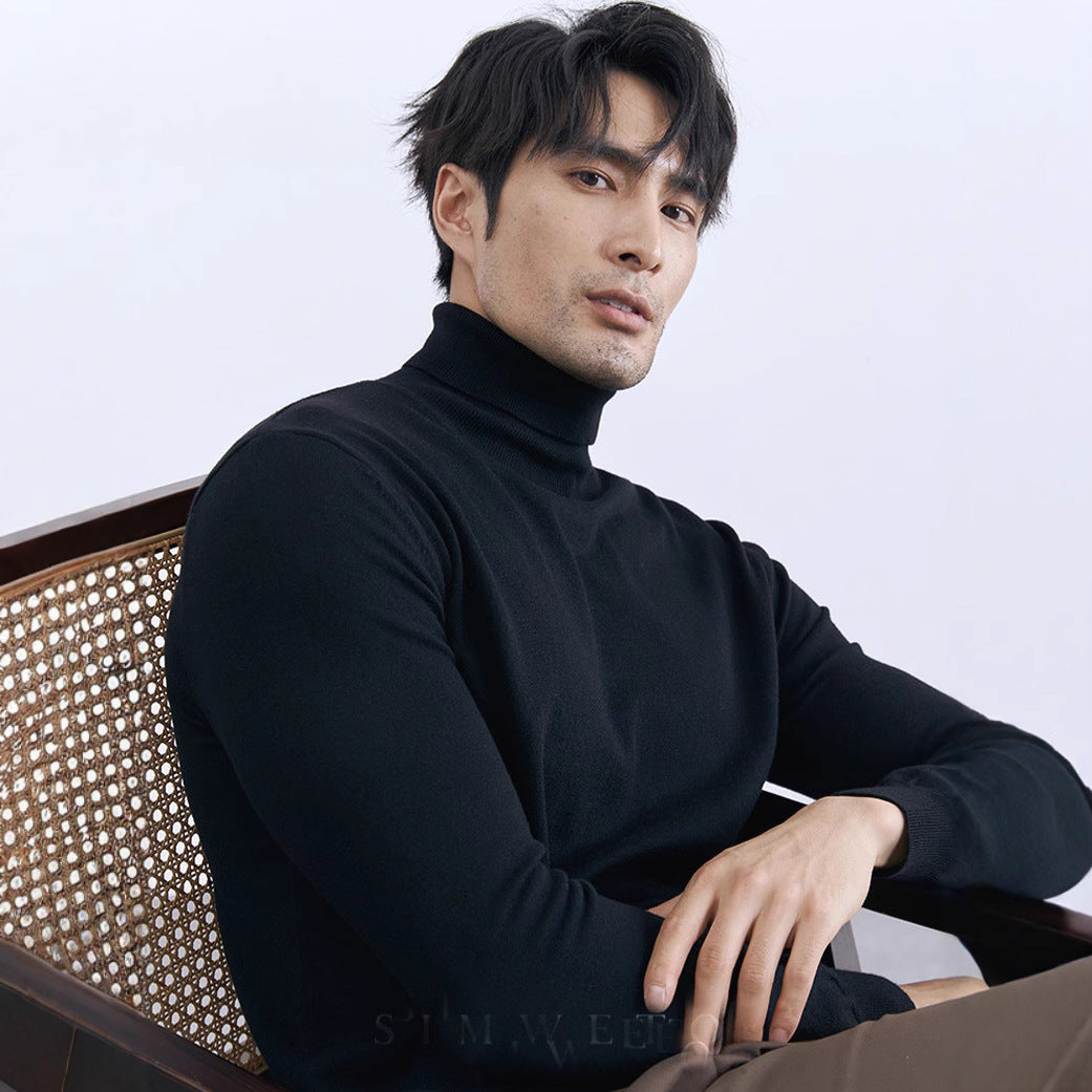 Turn-down Turtleneck Core-spun Knit Sweater For Men Rugged Style