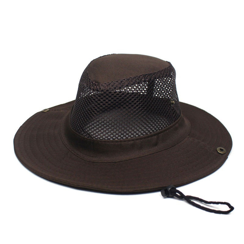 Patchwork Mesh Breathable Bucket Hat Fishing Cycling Windproof Sun Protection Foldable