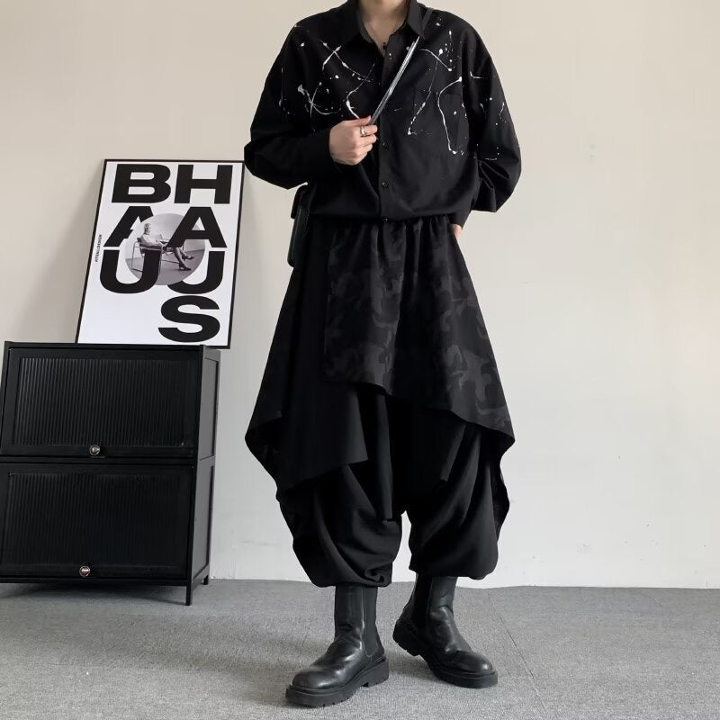 Irregular Culottes Mens Plus-size Harem Pants