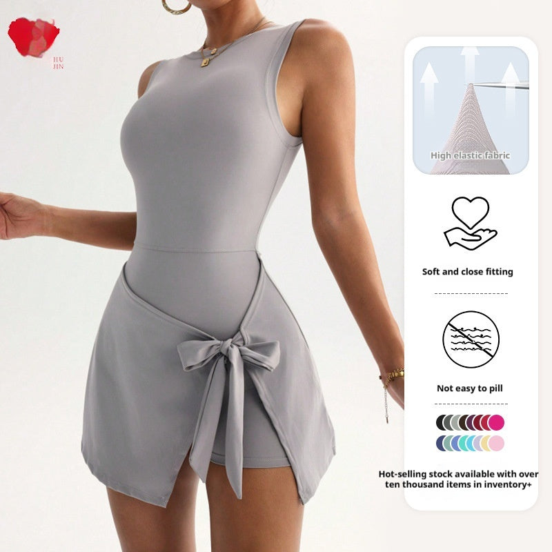 Women's Fitness Beauty-Back Yoga Dress – Sleeveless Active Mini