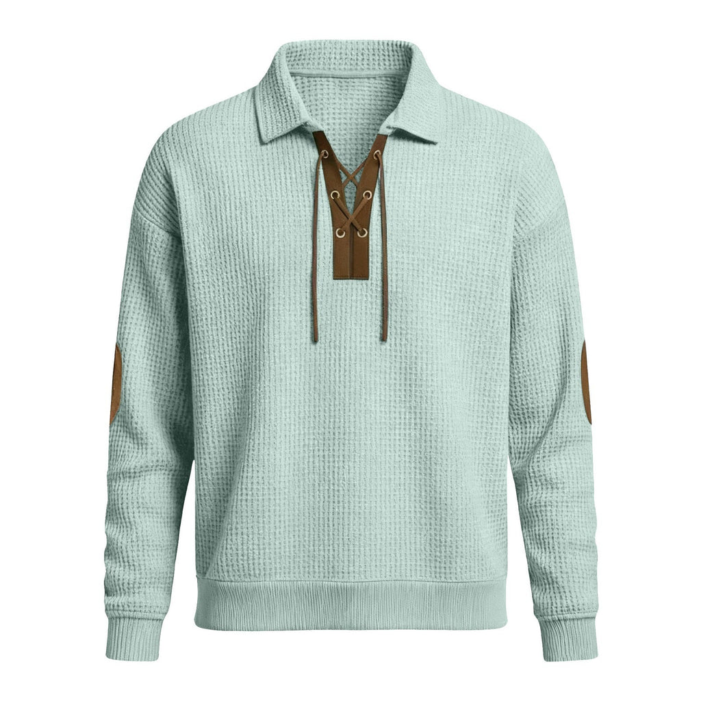 Mens Fashion Solid-Color Long-Sleeve Loose-Fit Sweatshirt