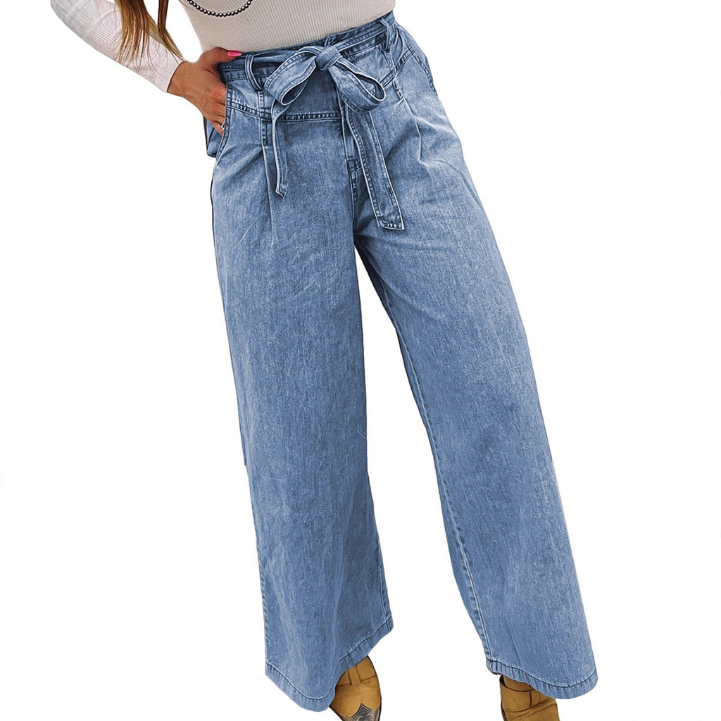 Multi-functional Denim Jeans With Bow Details, Designed Specifically For Women