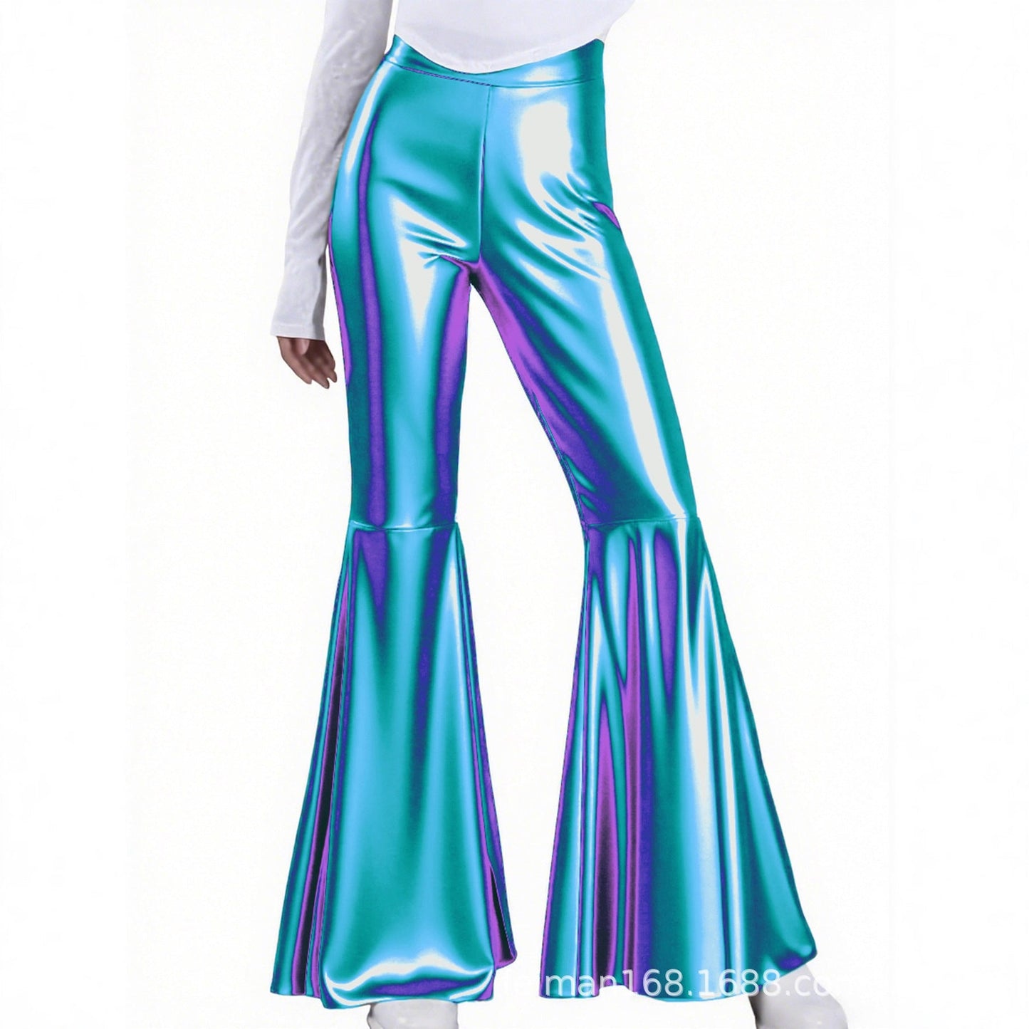 Lightweight Flared Pants With Gold-foil Snake-print