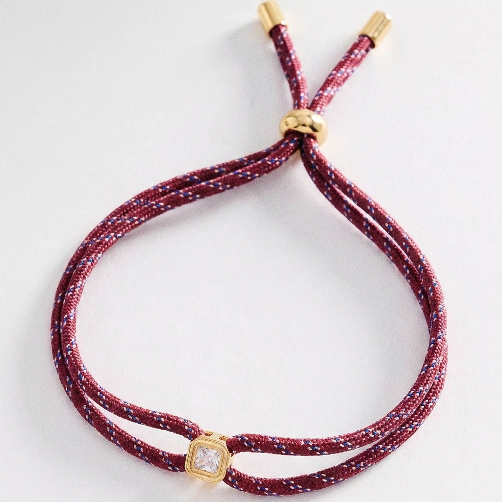 Double-rope Knotted Necklace Layered With A Band