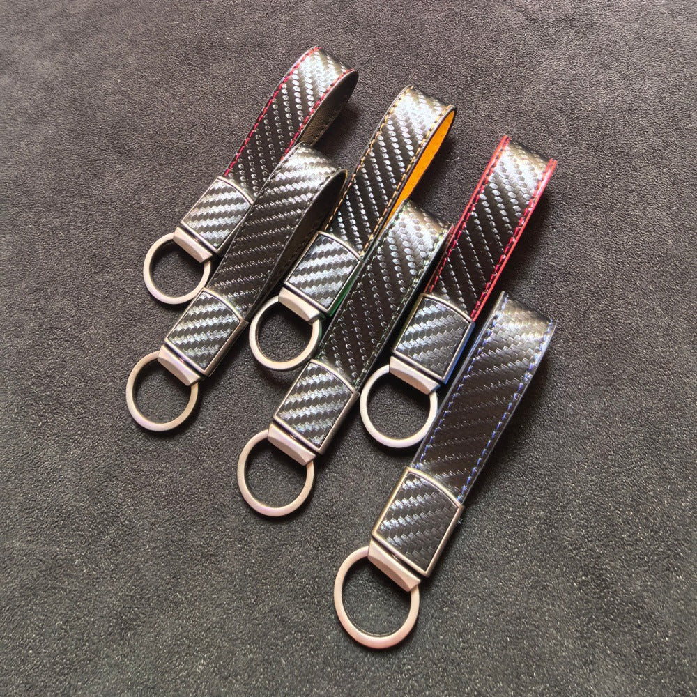 Carbon-fiber-pattern Car Keychain Pendant