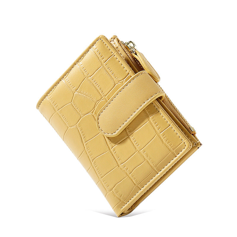 Simple Retro Solid Color Zipper Clasp Mini Short Wallet