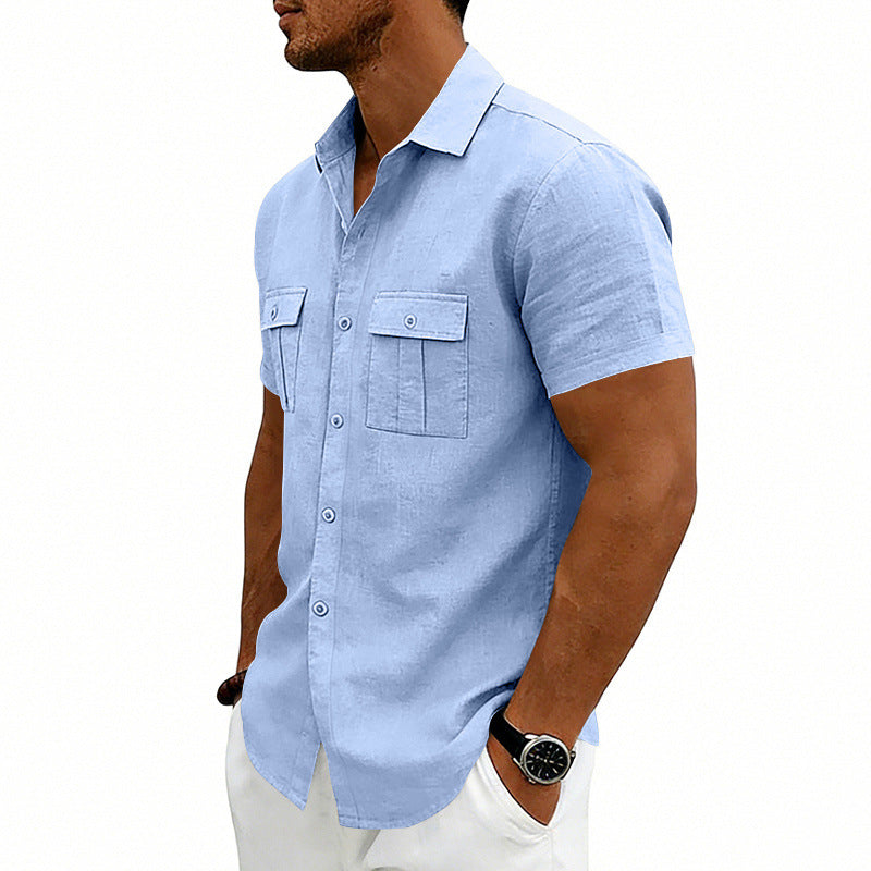 American-style Casual Loose-fit T-shirt With Two Pockets