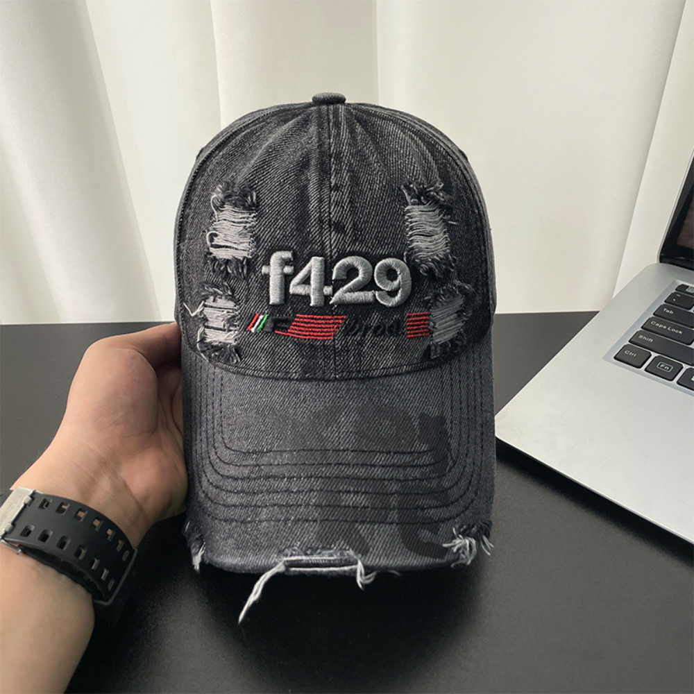 Monochromatic Three-dimensional Embroidered Frayed-edge Personalized Print Brim Trendy Casual Baseball Cap Suitable For Street And Travel Use