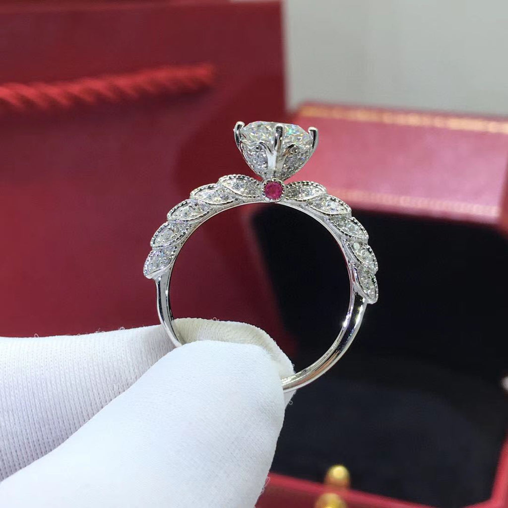 Platinum Plated Moissanite Goddess Of Fortune Ring