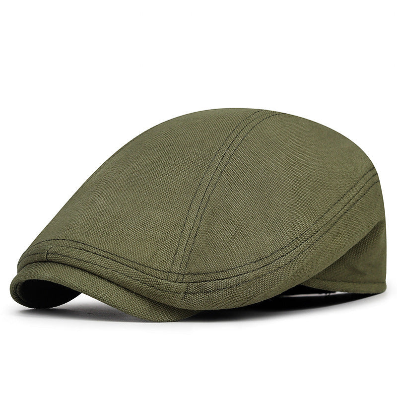 Retro British Canvas Beret Solid Color Minimalist