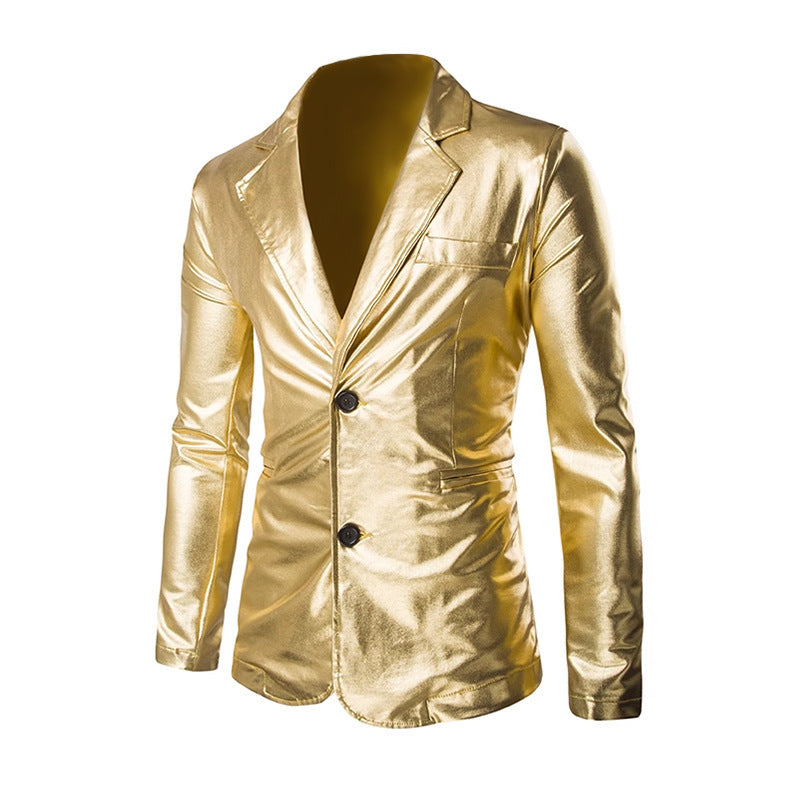Gold-stamped High-gloss Suit Mens Jacket