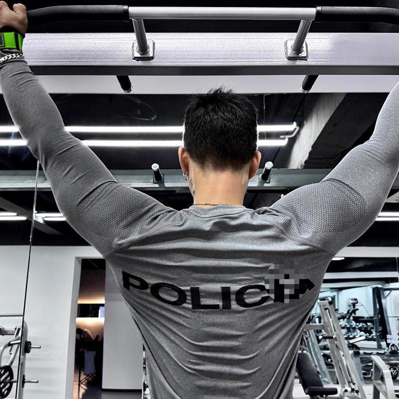 SpringAutumn Outdoor Cycling & Running Training Top Mens Fitness Tight-Fit Stretch Base Layer With Zipper And Long Sleeves