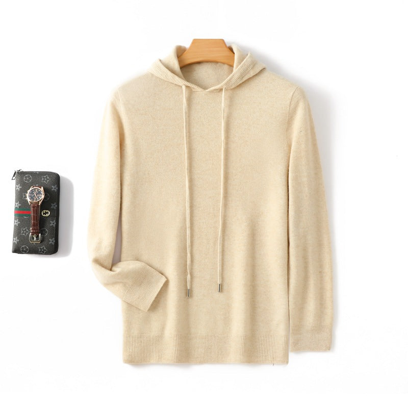 Hooded Solid-color Knitted Hoodie Sweater